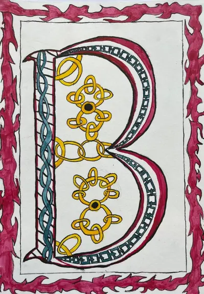 Initialen mit Feder und Tusche - 7E