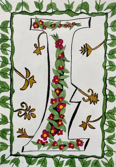 Initialen mit Feder und Tusche - 7E